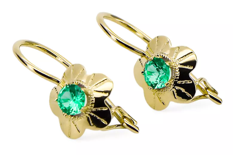 Cercei Smarald Aur galben 14K Vintage Craft  vec028y